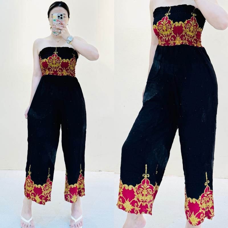 Sunny&Co  Summer New High-End Print Tube Jumpsuit Challis Womenswear Casual Fashion Elegant Comfort Sleeveless Elegance Lady